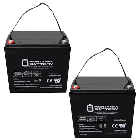 12V 55AH Internal Thread Replacement Battery for Power Sonic PS-12550 - 2PK -  MIGHTY MAX BATTERY, MAX3948134